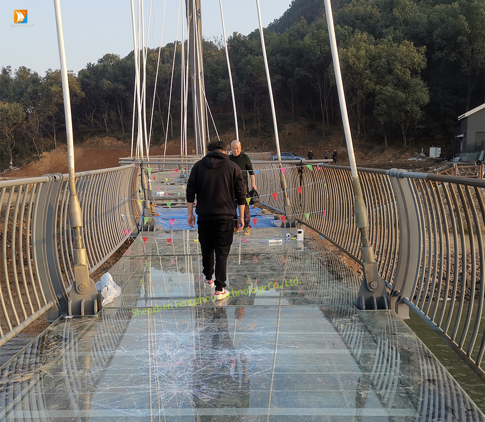 Scenic glass bridge construction site